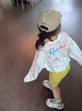 清薄凉感多巴胺彩色波点圆领长袖T恤2025夏新款防晒上衣ECT207