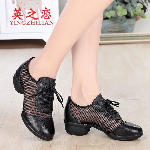 Летняя обувь, дышащие танцующие туфли, мягкая подошва, из натуральной кожи