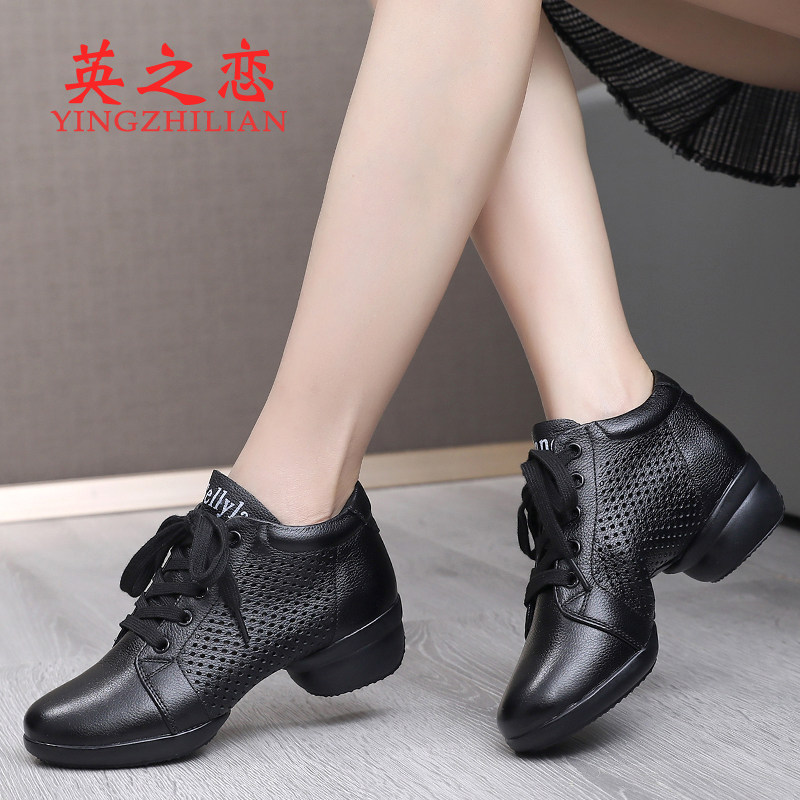 英之恋2026夏季新款舞蹈鞋女软底真皮广场舞鞋时尚外穿水兵跳舞鞋
