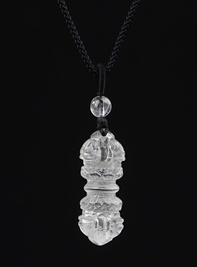 天然白水晶金刚杵佛家法器吊坠