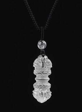 天然白水晶金刚杵佛家法器吊坠