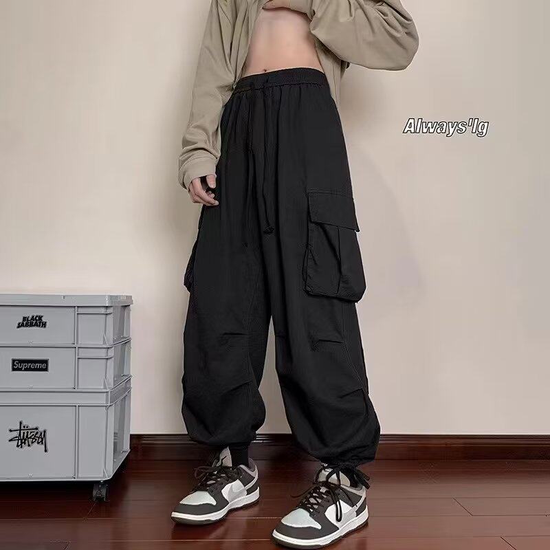 CASUAL CARGO PANTS MENS SPRING AND AUTUMN LOOSE LEGGINGS TROUSERS TRENDY BRAND HANDSOME JAPANESE COTTON PLUS SIZE FAT HIGH STREET