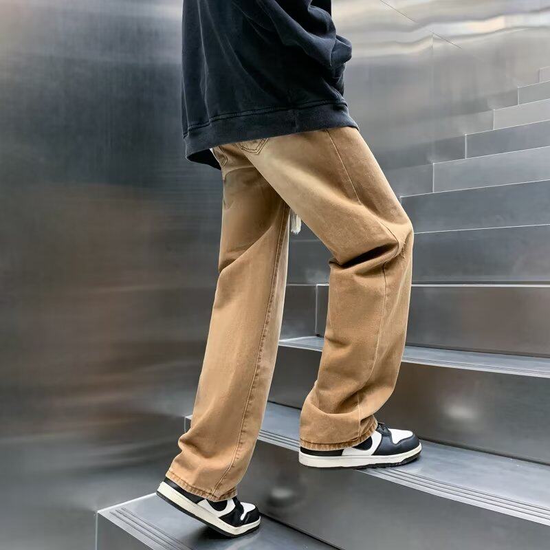 청바지 남성 스트레이트 레그 루즈 봄 가을 대형 트렌디 브랜드 다용도 와이드 레그 보이즈 캐주얼 캐주얼 아빠 롱 팬츠