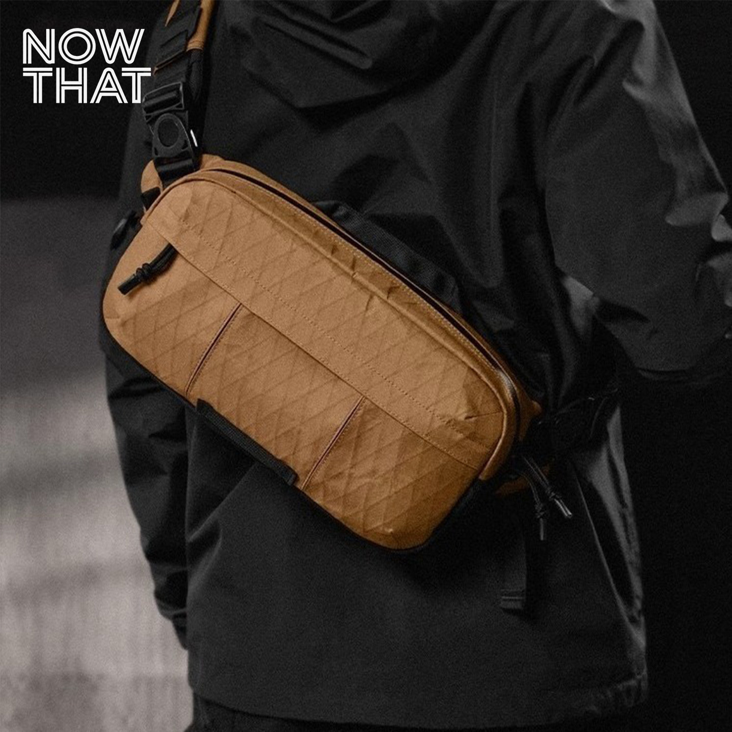 25新款菱格胸包机能工装防水单肩斜跨包通勤单肩包多功能拉链挎包