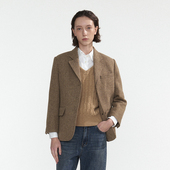 一股子韩味 首尔小众设计感小西装 100%羊毛中长款 西装 小个子棕