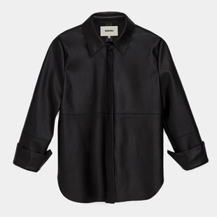 搞艺术一横ins竹子同款 Ryanj匈牙利小众皮衬衫 外套绒里高老师同款