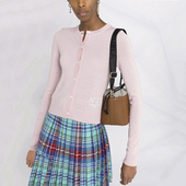 羊毛衫 设计感开衫 字母刺绣粉色针织衫 Ryanj意式 早秋N21圆领开衫 女