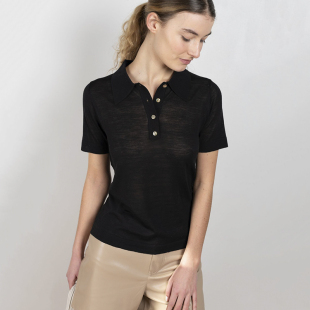 T恤polo领匈牙利小众设计感翻领白t Ryanj羊毛T恤针织短袖 上新