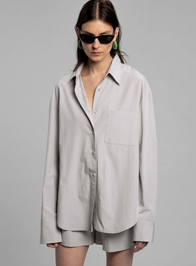 Ryanj纽约小众设计感衬衫套装白衬衫boyish慵懒休闲风衬衫+短裤