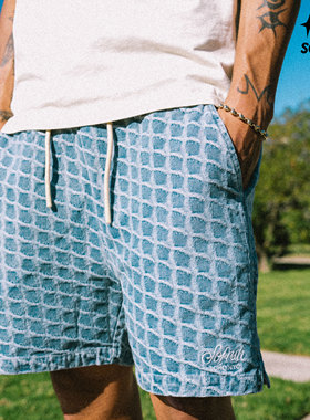 SOFRSH牛仔短裤男美式复古潮流水洗做旧宽松纹理五分裤2026新款