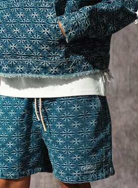 SOFRSH牛仔短裤美式复古宽松休闲水洗做旧直筒潮流四分裤夏季新款