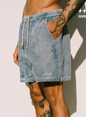 SOFRSH牛仔短裤美式潮流复古宽松五分裤街头水洗做旧局部破坏