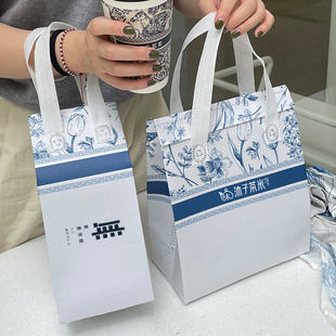 一次性手提外卖保温袋子奶茶咖啡餐饮无纺布包装国风定制商用批发