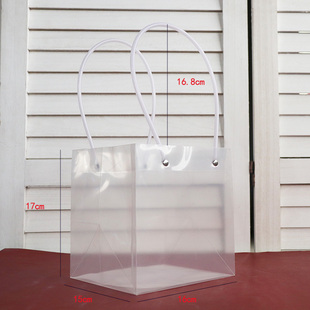 网红INS风长手柄透明手提袋礼物包装袋节日手提到蛋糕手提塑料袋