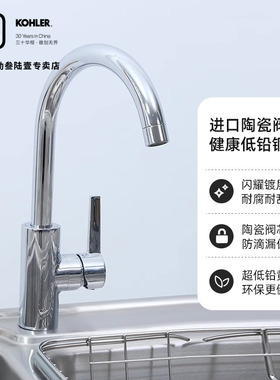 科勒厨房水龙头水槽单把洗菜盆洗碗池厨盆冷热防飞溅起泡器21368T