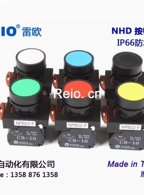 台湾贺电 原装进口正品 NPB22-F 防水按钮平头自复位22mm ZHA01-F