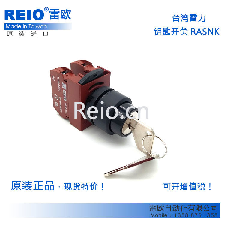 台湾雷力RENY 原装进口 22mm 防水钥匙开关 二档2常开 RBSNK-2