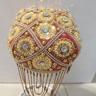 新疆舞蹈演出头饰维吾尔族舞民族风回族帽绣花帽子舞台表演服装女