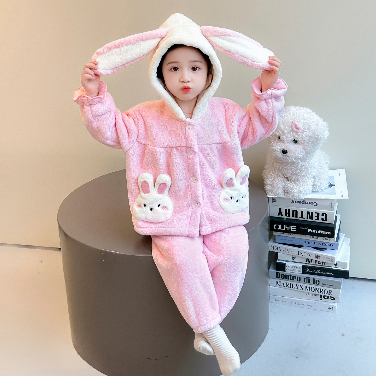 女童法兰绒睡衣套装秋冬2025新款