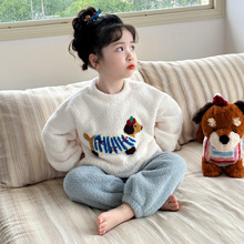 儿童珊瑚绒睡衣女童2025新款冬加厚女宝宝冬装分体女孩家居服套装