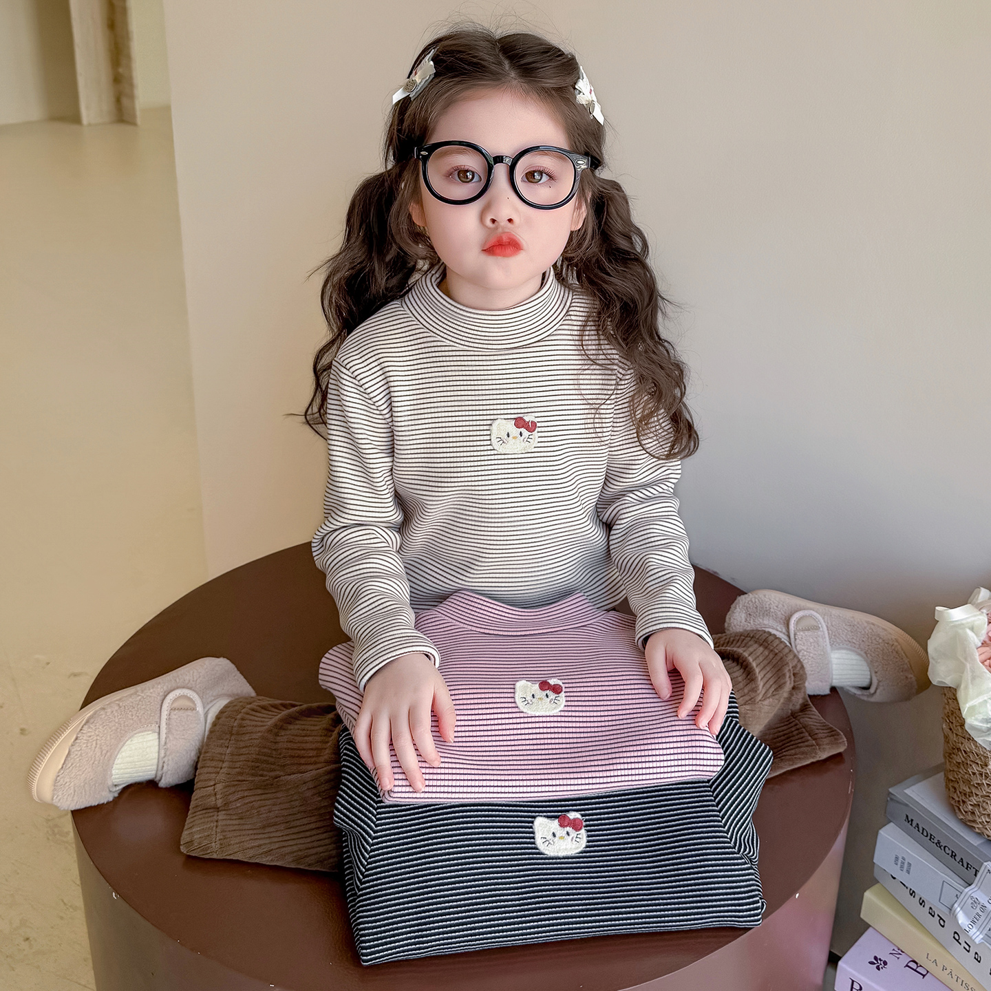 女童秋冬加绒打底衫2025新款内搭