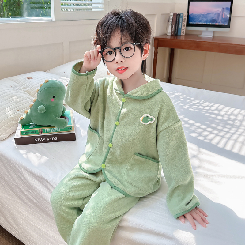 男童睡衣秋冬款家居服套装