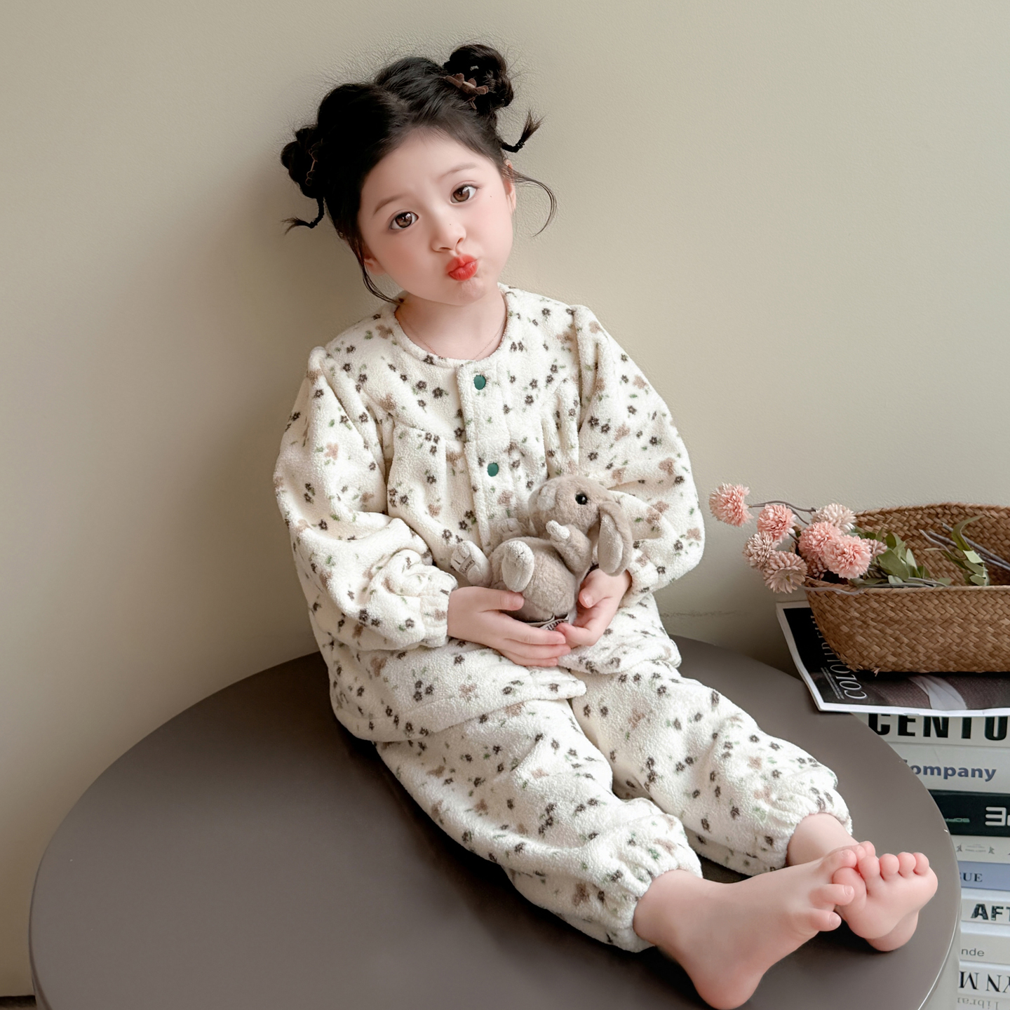 女童珊瑚绒睡衣秋冬新款保暖女孩