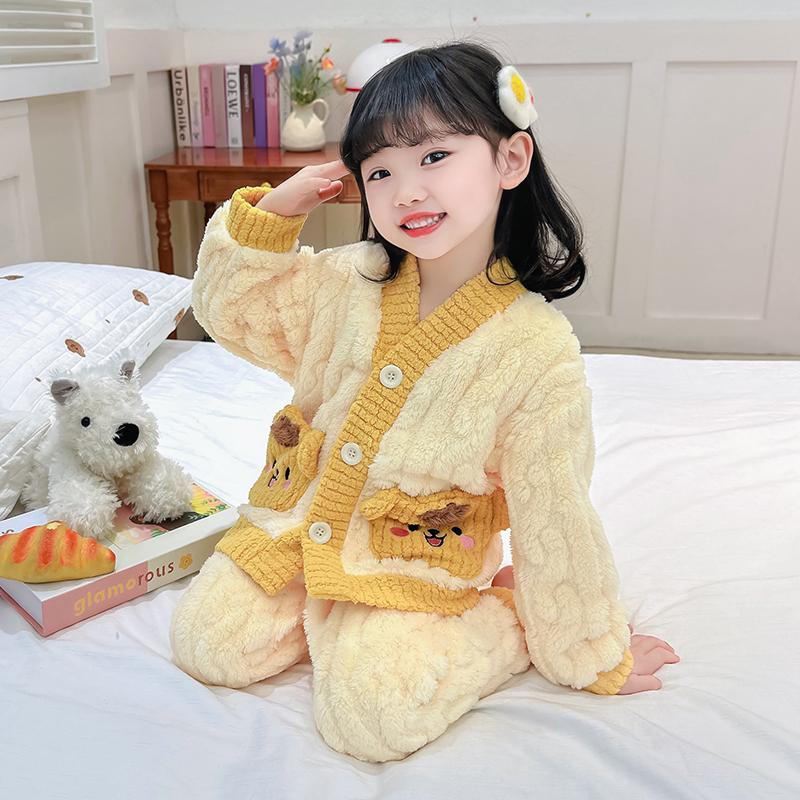 女童珊瑚绒秋冬款家居服套装