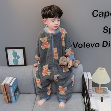 儿童双层珊瑚绒睡袋秋冬款男宝家居服男童冬季加绒加厚防踢被睡衣