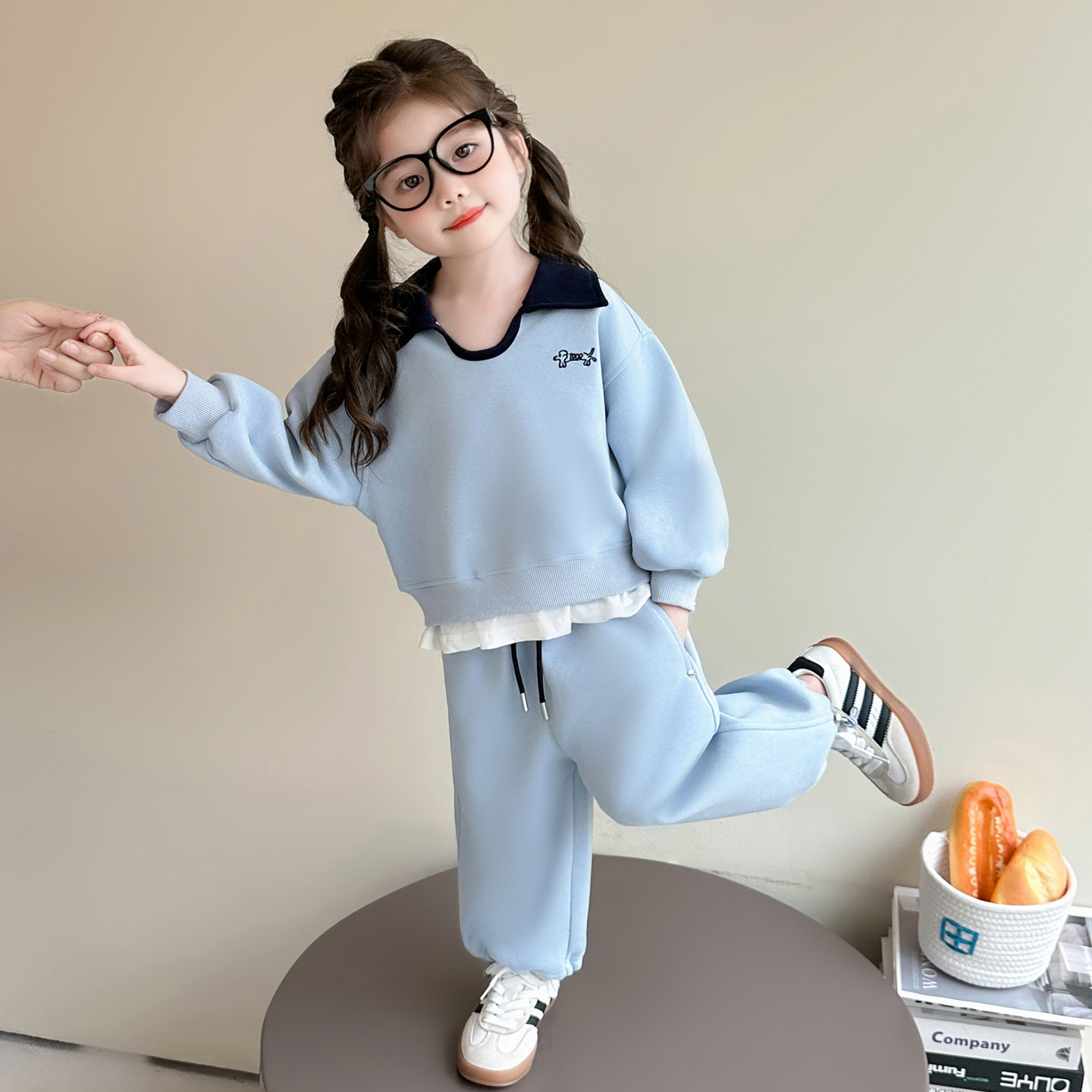 女童秋套装2025新款洋气时髦运动秋季儿童假两件卫衣韩系女宝秋装