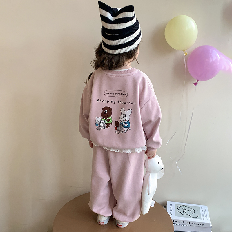 女童套装2025新款春秋女宝宝卫衣运动衣服两件套儿童洋气时髦秋装