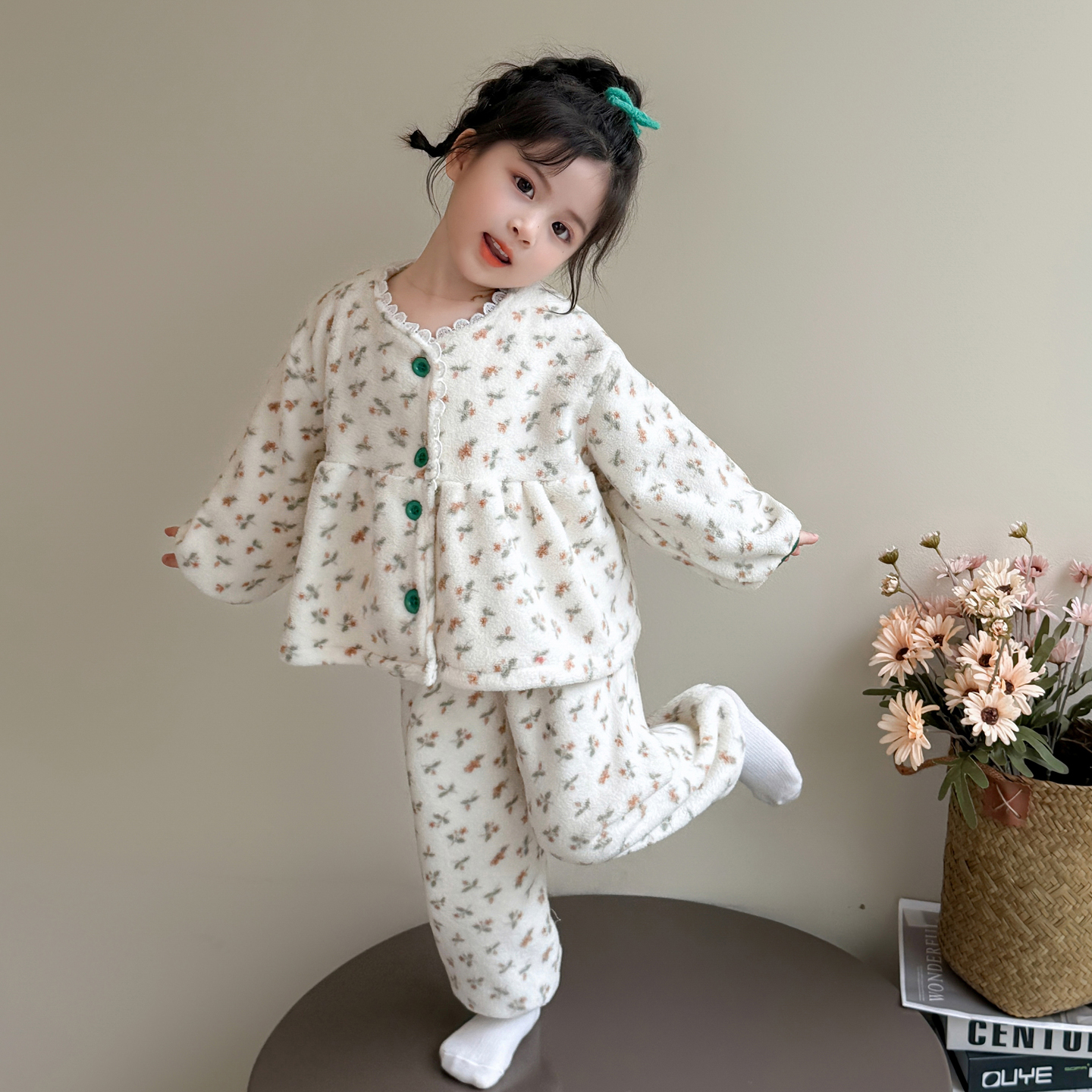 女童秋冬季2025新款睡衣套装加厚