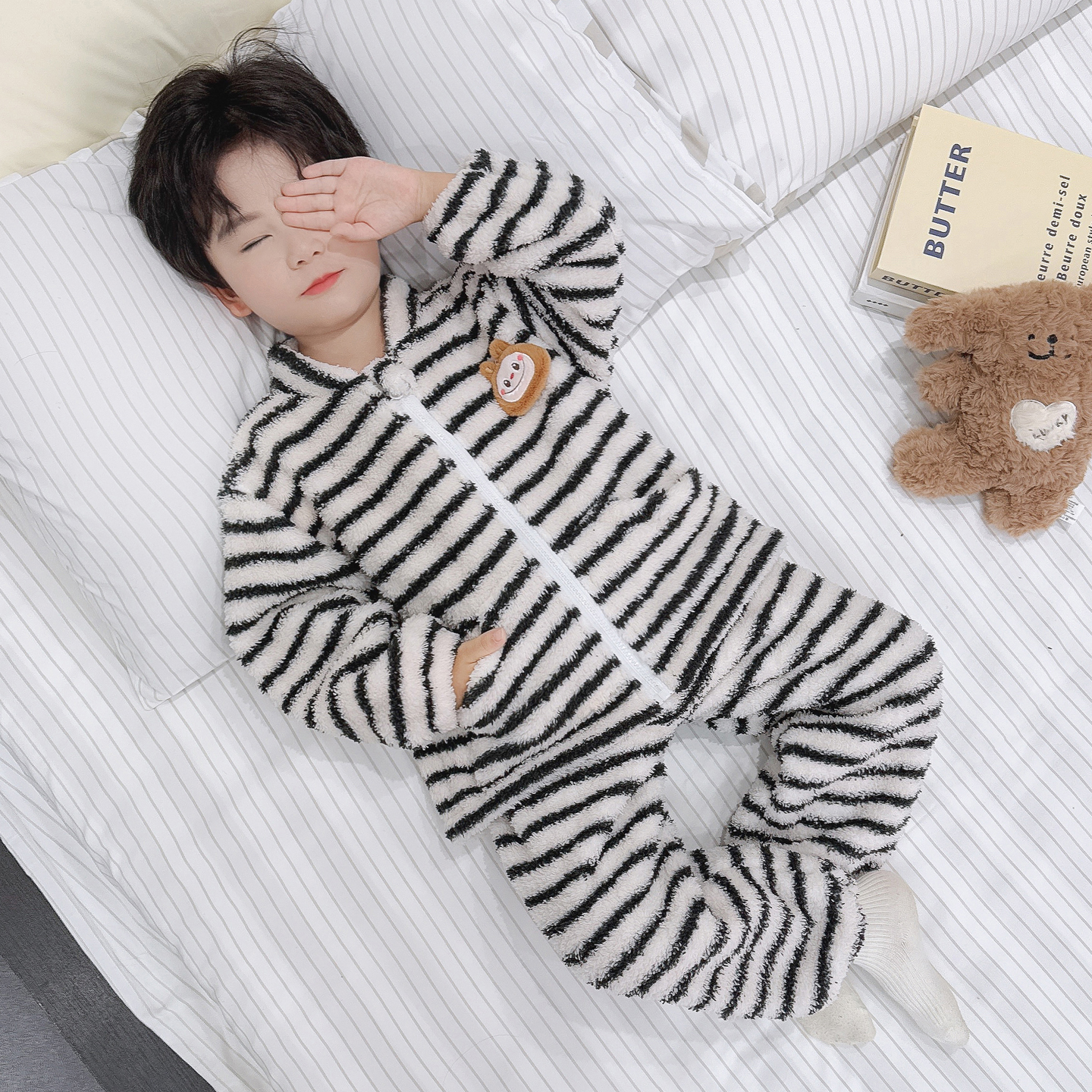 男童珊瑚绒睡衣套装冬季2025新款