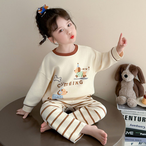 女童春秋季家居服长袖睡衣套装