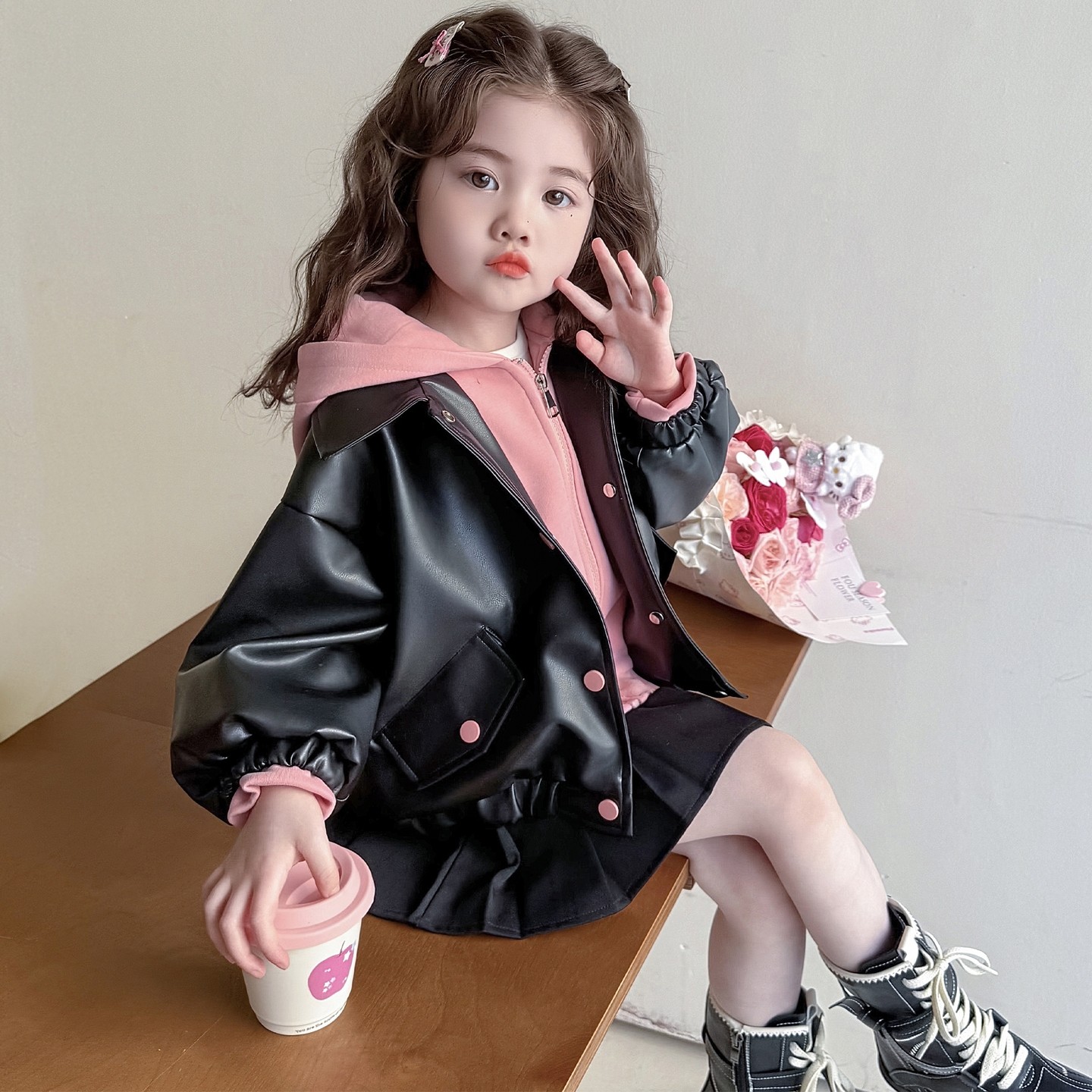 女童春季外套2026新款女宝儿童早春上衣假两件休闲韩版休闲皮夹克,童装/婴儿装/亲子装,普通外套,淘宝优惠券,粉丝福利购,淘宝优惠卷