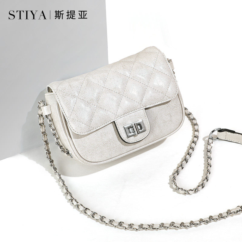 包包女2020新款潮时尚百搭真皮女包小香风菱格链条包质感斜挎小包