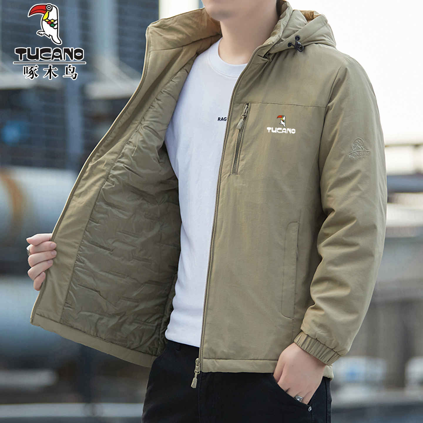 啄木鸟冲锋衣棉服外套男保暖夹克