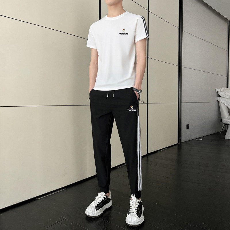 啄木鸟冰丝运动套装男士一套搭配