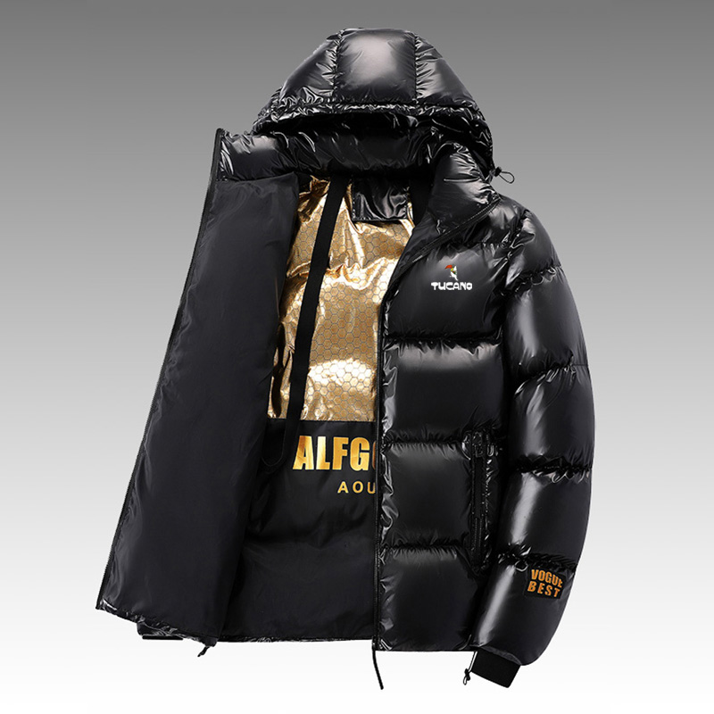 啄木鸟黑金羽绒棉服男士超厚外套