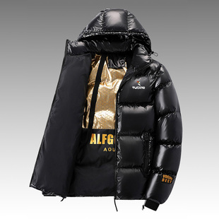啄木鸟黑金羽绒棉服男冬季超厚连帽极寒服零下30东北金色保暖外套