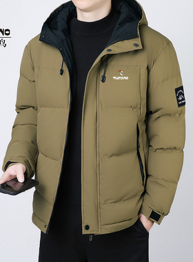 啄木鸟冬季羽绒棉服男士潮流宽松连帽棉袄中青年休闲保暖加厚棉衣