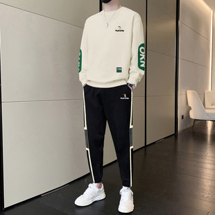 啄木鸟运动套装男士2025春秋季潮流宽松百搭卫衣一套搭配帅气男装