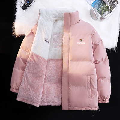 啄木鸟羽绒棉服女双面穿加厚外套