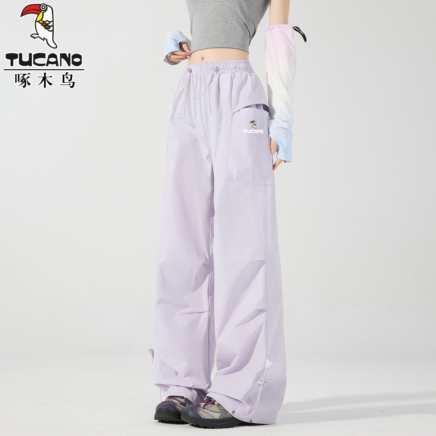 啄木鸟工装伞兵裤女春夏季休闲运动裤登山冲锋裤阔腿速干防晒裤子