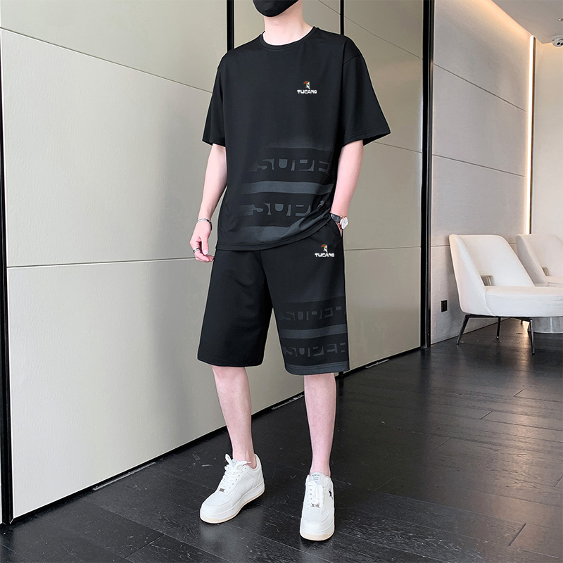 啄木鸟冰丝运动套装男士一套搭配