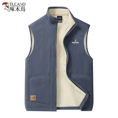 啄木鸟羊羔绒马甲男保暖背心外套