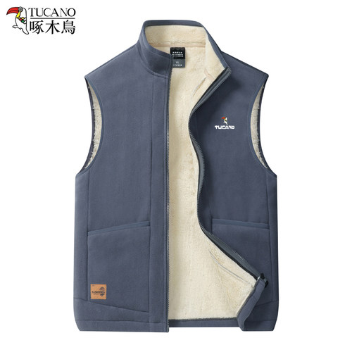 啄木鸟羊羔绒马甲男保暖背心外套