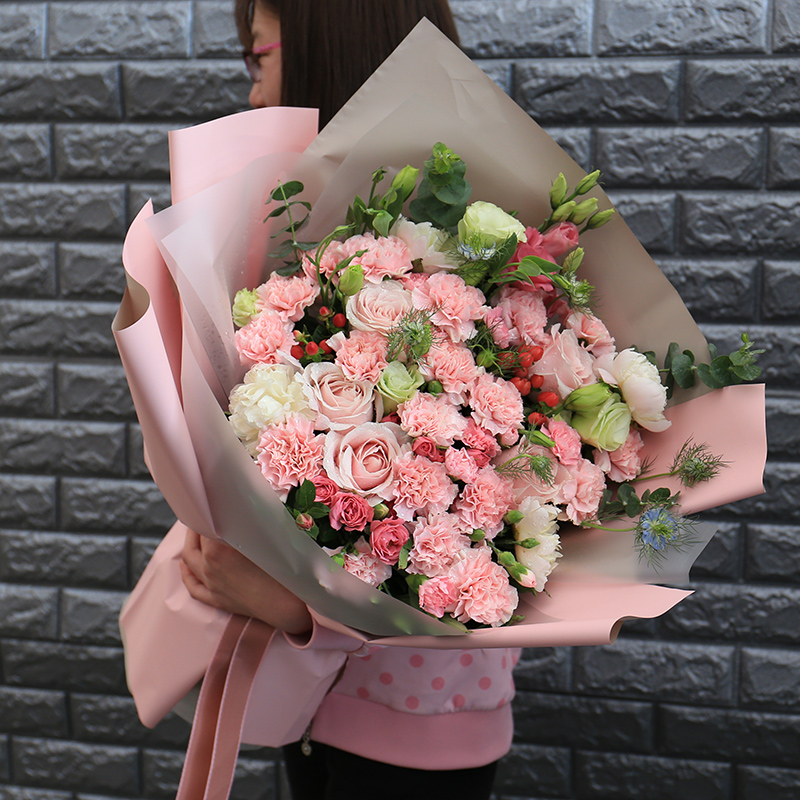 情人节香槟玫瑰花束订花北京鲜花同城速递配送生日花店送花配送