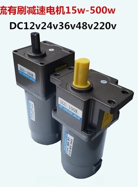 直流减速电机DC24V220V永磁直流调速马达碳刷15W100W350W400W500W