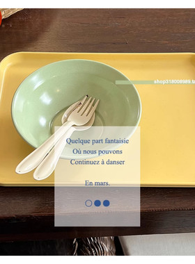 走失的blue 韩式彩色托盘 奶油色系小麦秸秆托盘长方形餐盘早餐盘